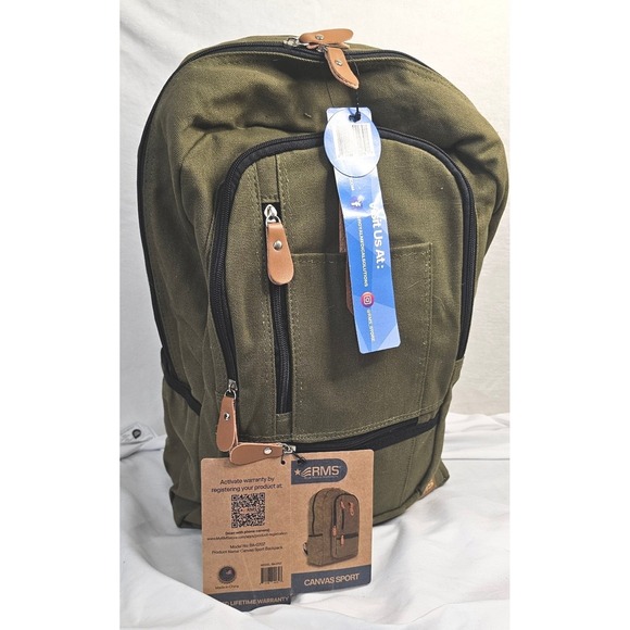 RMS Other - NWT RMS Canvas Sport Backpack Olive Green Laptop Sleeve Hiking Bag